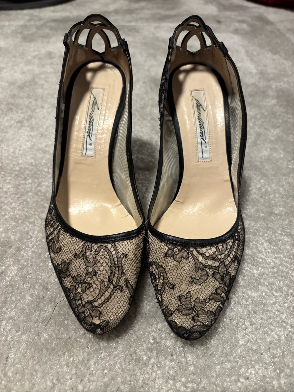 Brian Atwood Black Lace Pointed-Toe Pumps